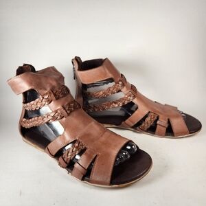 BED STU Roan Womens Willa Gladiator Sandal 7.5 Brown Leather Anlle Wrap Boho